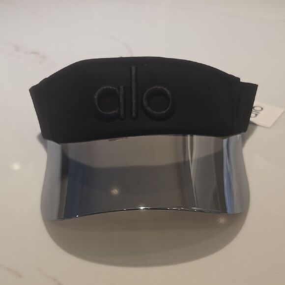 Alo Black Visor with Silver Brim - Picture 2 of 7
